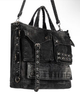 ウォッシュデニムショルダーバッグ (Black)