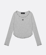 STITCH FRILL U-NECK LONG SLEEVE
