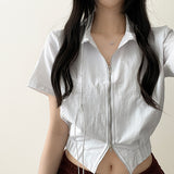 Lint Rust ツーウェイ 半袖 ジップアップ ジャケット