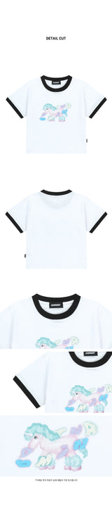 ユニコーンリンガークロップTシャツ_ホワイト