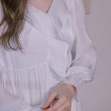 See-through Ruffle Blouse - PEARL WHITE