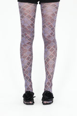 DYB STOCKING #05 PURPLE CHECK TILE