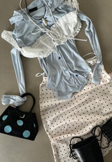 ホワイトアイレットレースビスチェクロップトップ