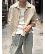 [Unisex] リネンクロップチェックシャツ ver.2(3color)