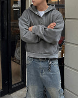 Fleece Henley Neck Pigment Hoodie