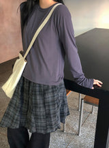 Cupid Check Banding Midi Skirt