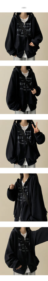 Vision Star Lettering Two Way Hooded Zip-Up