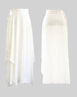 Kun chiffon layered unbalance wrap skirt