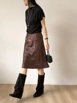 Brick Shirred Cap Sleeve T-shirt