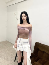 1435. Gradation ribbon off knit (2color)