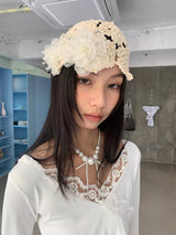 White pearl bow necklace