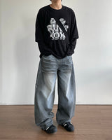 Gray Washing Denim Pants