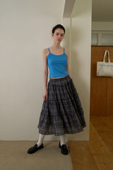 Check frill skirt
