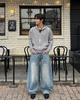 ダメージド ニット ジップアップ