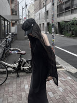 see-through overfit knit cape