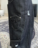 Pale Fold Damage Raw Denim