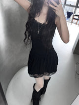 [60%Exclusive] black lace corset one-piece