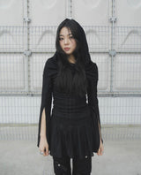 OFF SHOULDER PLEATS DRESS (BLACK)