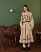 HEART PRINT VOLUME SHIRT [BEIGE]