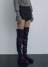 ROUGH-CUT SHORTS, COTTON BLACK