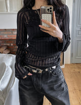 Cross Back Silt See-Through Knit