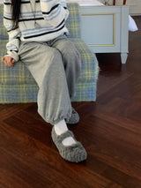Fluffy Roomy Cozy Fleece Mary Jane Flats