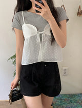 Chiffon Flare Heart Layered Bustier Blouse (2color)