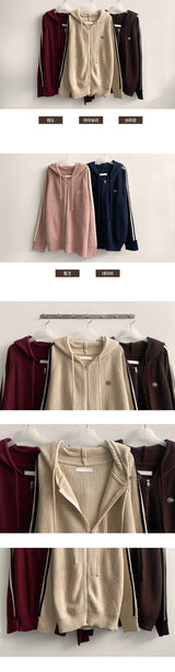 Neuja Two-Line Knitwear Hooded Zip-Up