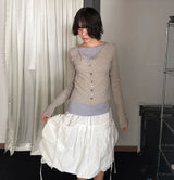 COLOR BUTTON RIBBED CARDIGAN