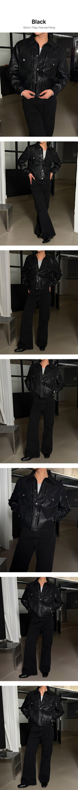 [NEW SEASON] Leather trucker jacket