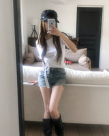 Perry Back Pocket Short Denim Shorts