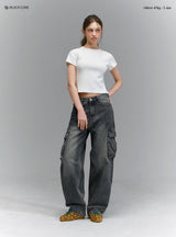 BTB : BLANK POCKET CARGO JEANS [BLACK CORE]