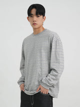 Lower stripe long sleeves 3color