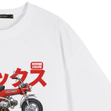 バイクダックスフンドショートスリーブTシャツ_ホワイト
