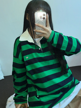 キュートカラーペティット👚ストライプロングスリーブTシャツ🎀❤💚3カラー