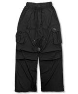 Matte Glossy Parachute Cargo Pants_Black