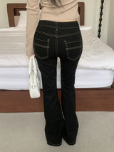 Pilot Line Yellow Stitch Low-rise Bootcut Pants