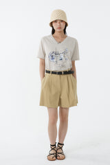 ギャラクシーVネックTシャツ_ライトベージュ