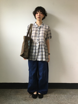 Weds check short-sleeve blouse (2color)