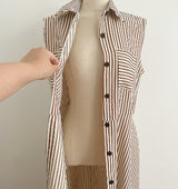 Tenza Stripe Sleeveless Shirt One Piece (Belt Set)