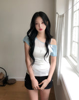 Bunny Raglan One-Shoulder Short Sleeve