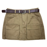  Field Cargo Pocket Mini Skirt & Belt SET (4 colors)