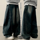 Judd waist back banding diagonal incision ディープウォッシュデニムワイドパンツ