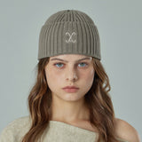 VA Curved Logo Washed Beanie / Khaki Gray