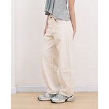 Tiberinus - Darted Barrel Jeans - French Vanilla - Barrel-Leg Jeans with Knee Darts - Cotton Denim