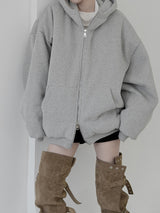 (unisex) オーバーフィットパディットフードジップアップ