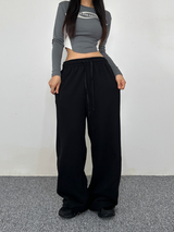 (UNISEX) DOUBLE-LINE STRING WIDE LOOSE-FIT FLEECE TRAINING PANTS - 6 COLOR