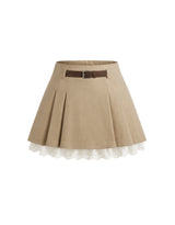 [PRE- FALL] Léa Lace Layered Pleated Mini Skirt Beige