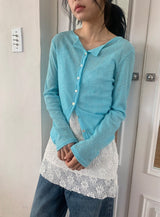 フォレリ パンチング レース レイヤード ストラップ ノースリーブ ミニ ワンピース