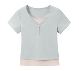 Heni Soft V Button Tee
